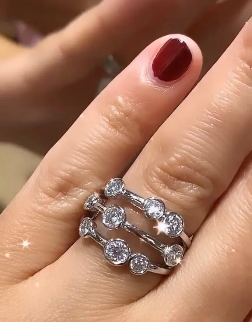 0.79CT T.W. Bezel Set Multi Row Diamond Fashion Ring