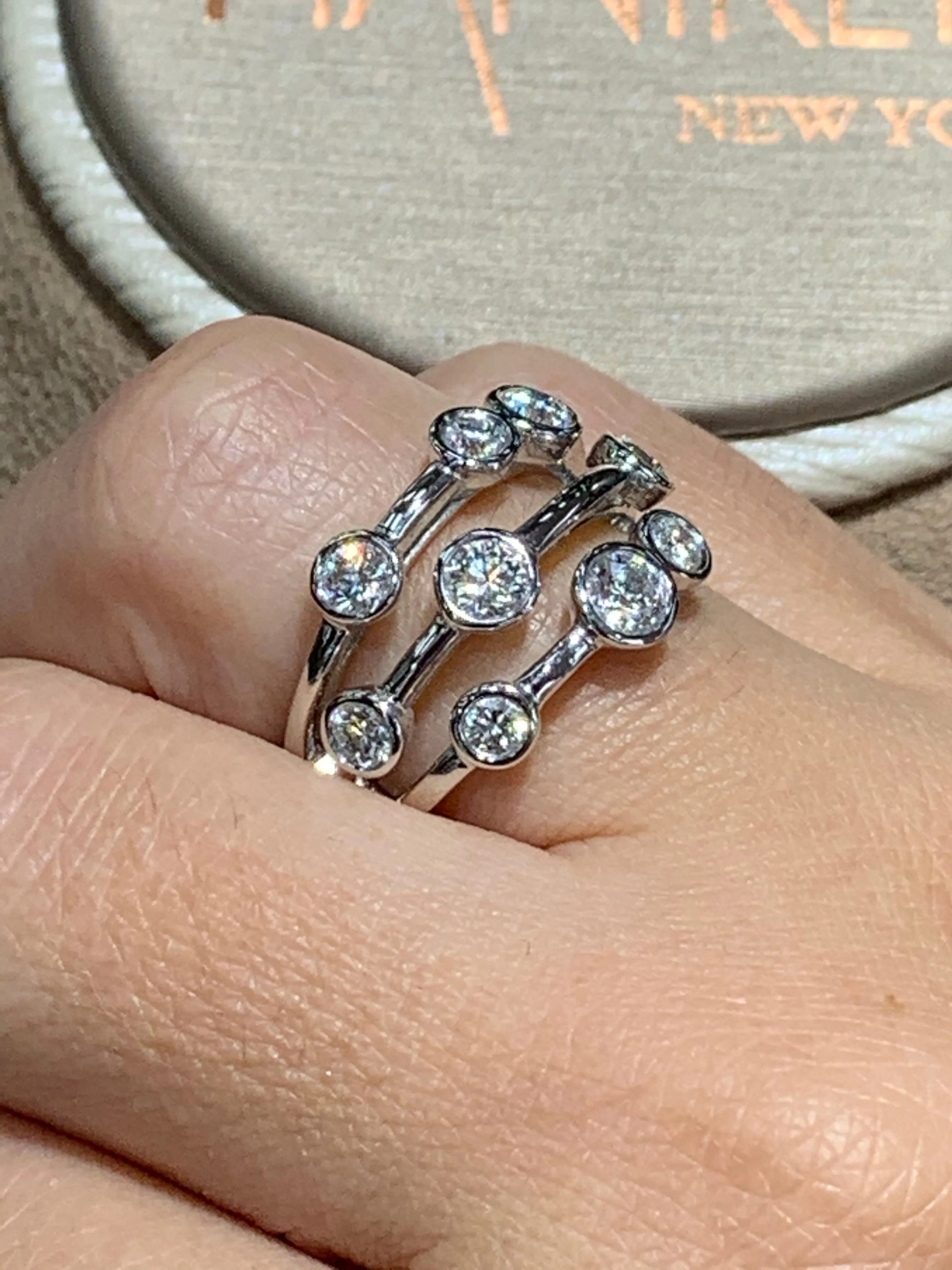 0.79CT T.W. Bezel Set Multi Row Diamond Fashion Ring