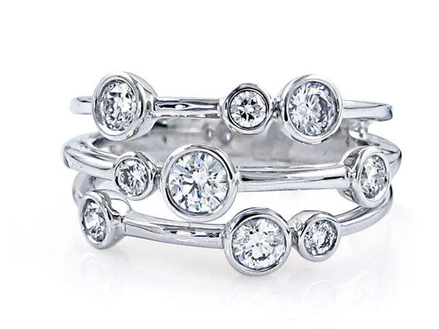 0.79CT T.W. Bezel Set Multi Row Diamond Fashion Ring