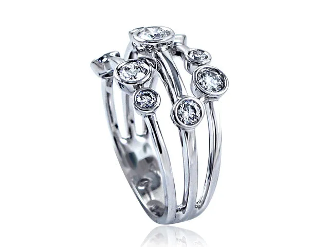 0.79CT T.W. Bezel Set Multi Row Diamond Fashion Ring