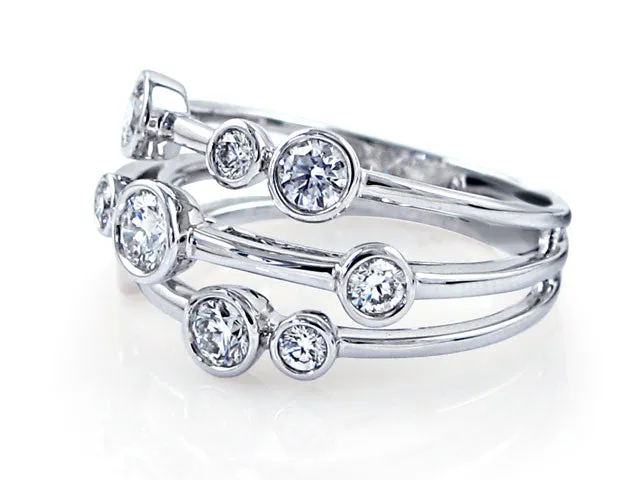 0.79CT T.W. Bezel Set Multi Row Diamond Fashion Ring