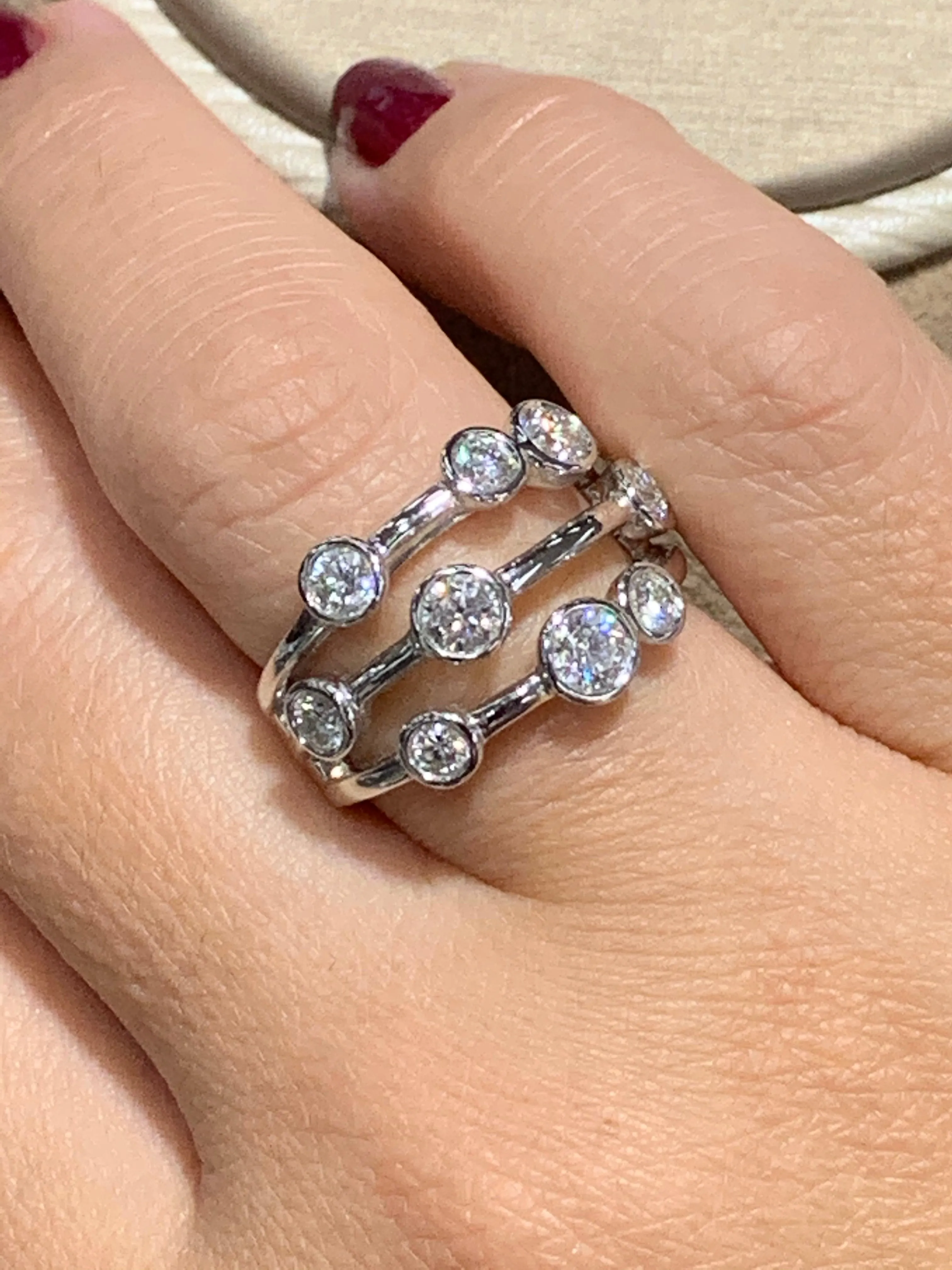 0.79CT T.W. Bezel Set Multi Row Diamond Fashion Ring