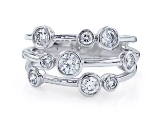 0.79CT T.W. Bezel Set Multi Row Diamond Fashion Ring