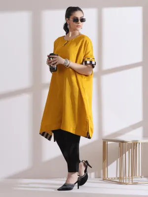 1 Pc - Prf'T Lux Easy Yellow Kurta With Chevron Inner Details
