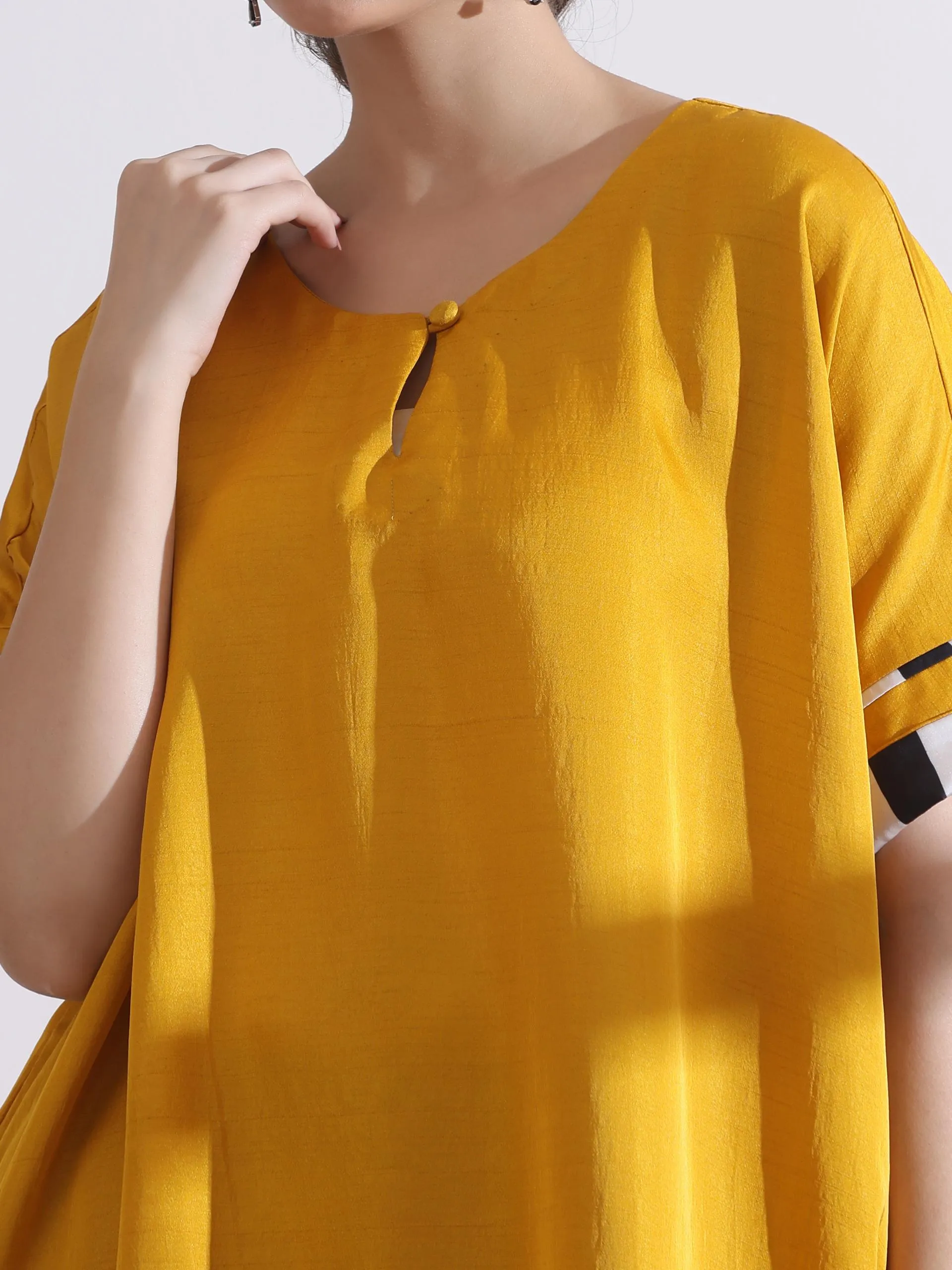 1 Pc - Prf'T Lux Easy Yellow Kurta With Chevron Inner Details