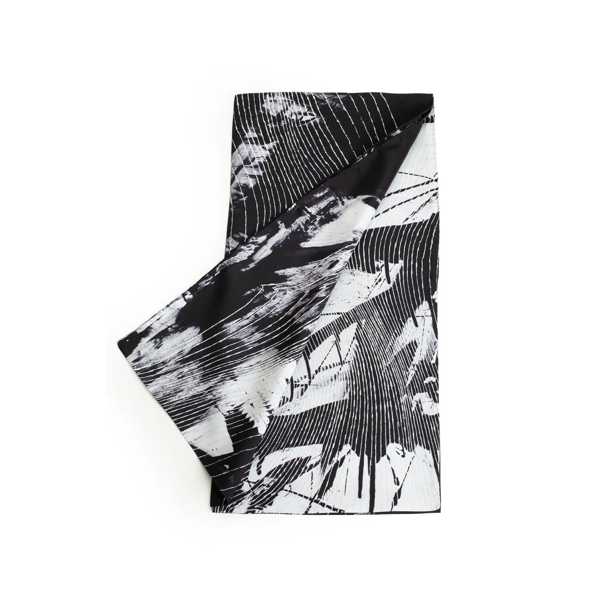 100%  Black and White Silk Scarf