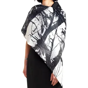 100%  Black and White Silk Scarf