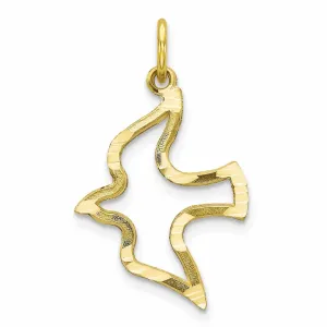 10k Yellow Gold Polished Satin Dove Pendant