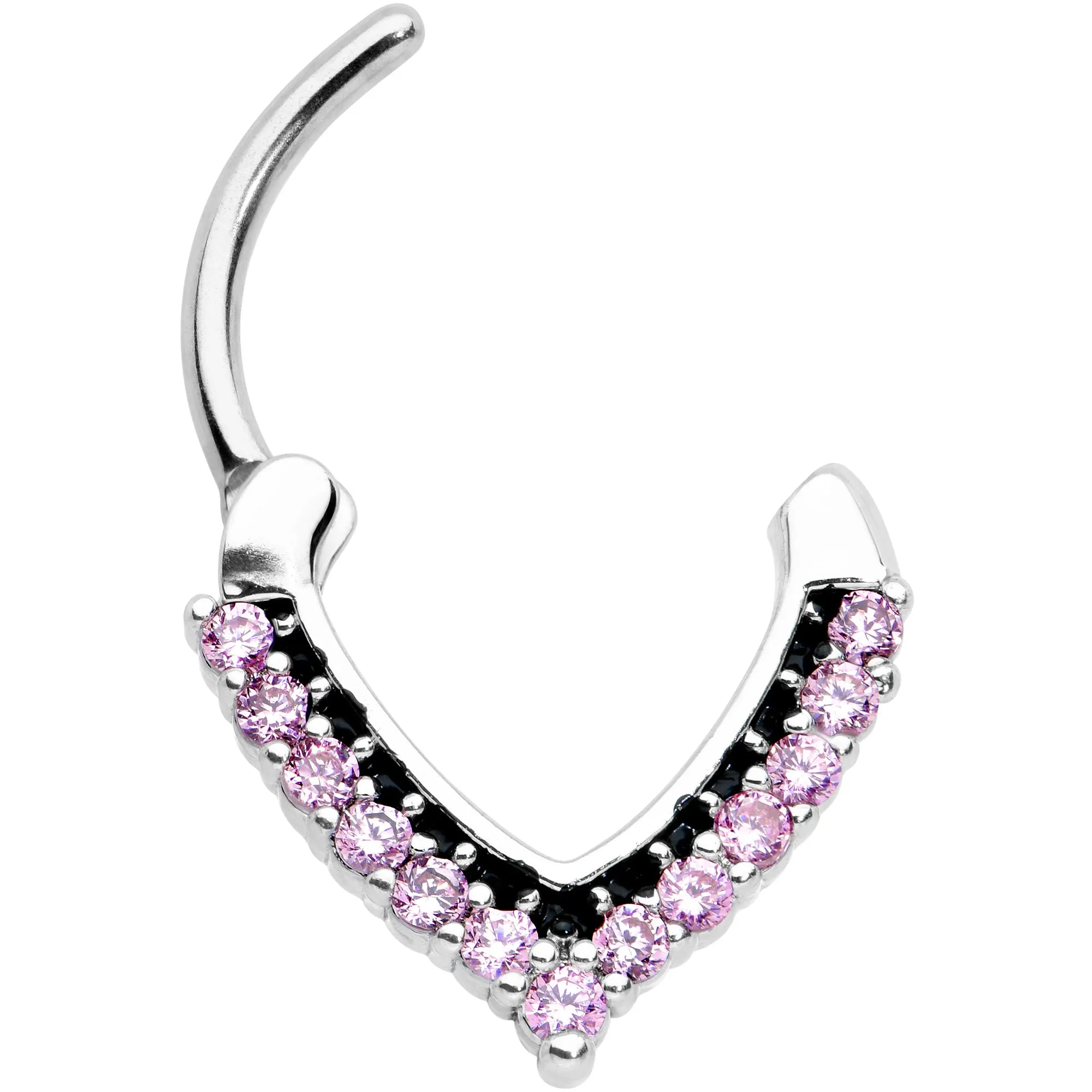 16 Gauge 5/16 Pink CZ Gem Classic Chevron Cartilage Clicker
