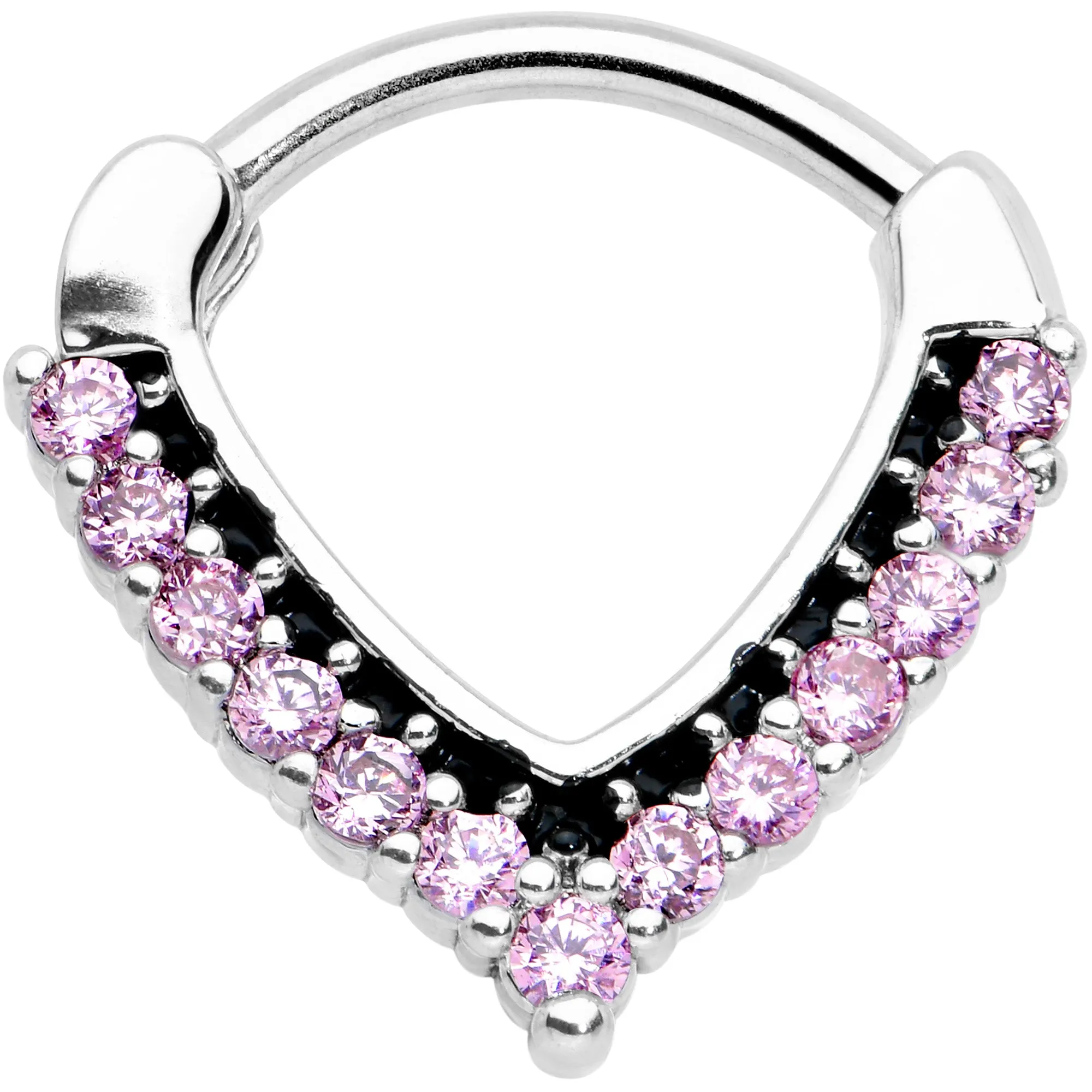 16 Gauge 5/16 Pink CZ Gem Classic Chevron Cartilage Clicker