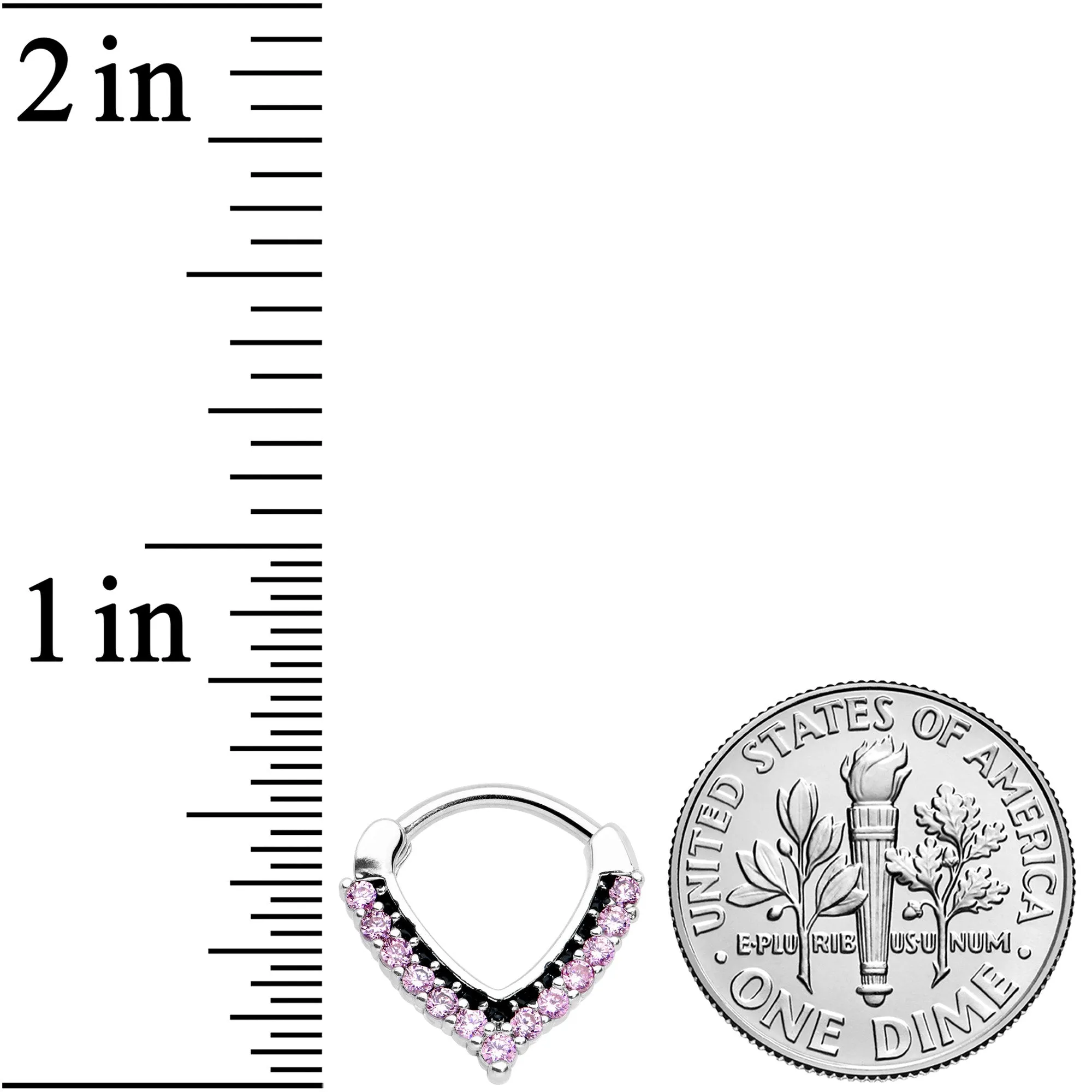 16 Gauge 5/16 Pink CZ Gem Classic Chevron Cartilage Clicker