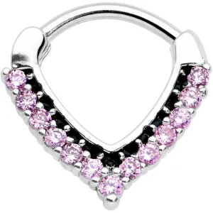 16 Gauge 5/16 Pink CZ Gem Classic Chevron Cartilage Clicker