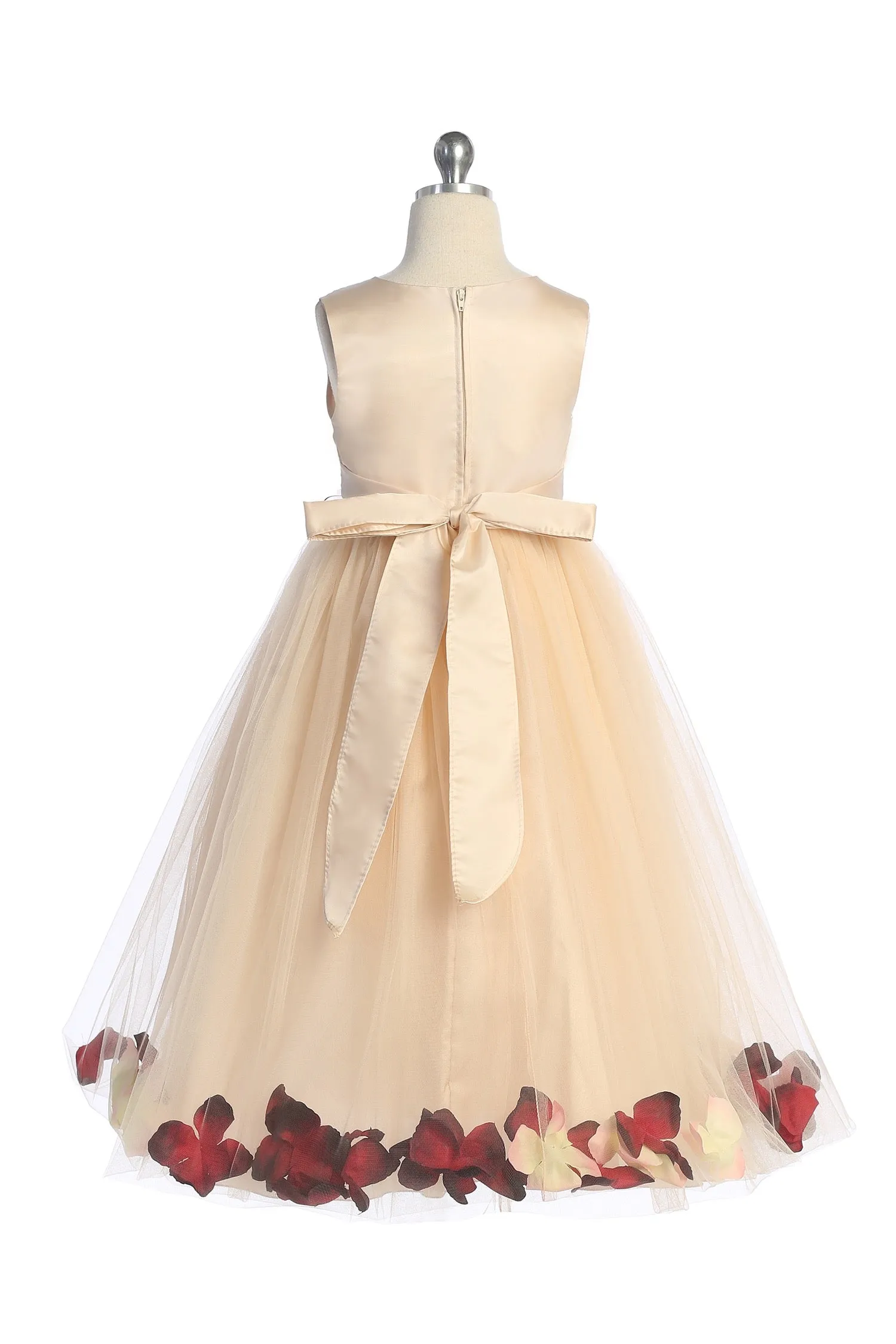 160B  Blush Satin Flower Petal Plus Size Girl Dress