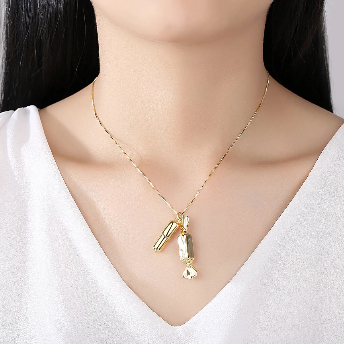18K Gold-Plated Candy & Whistle Pendant Necklace