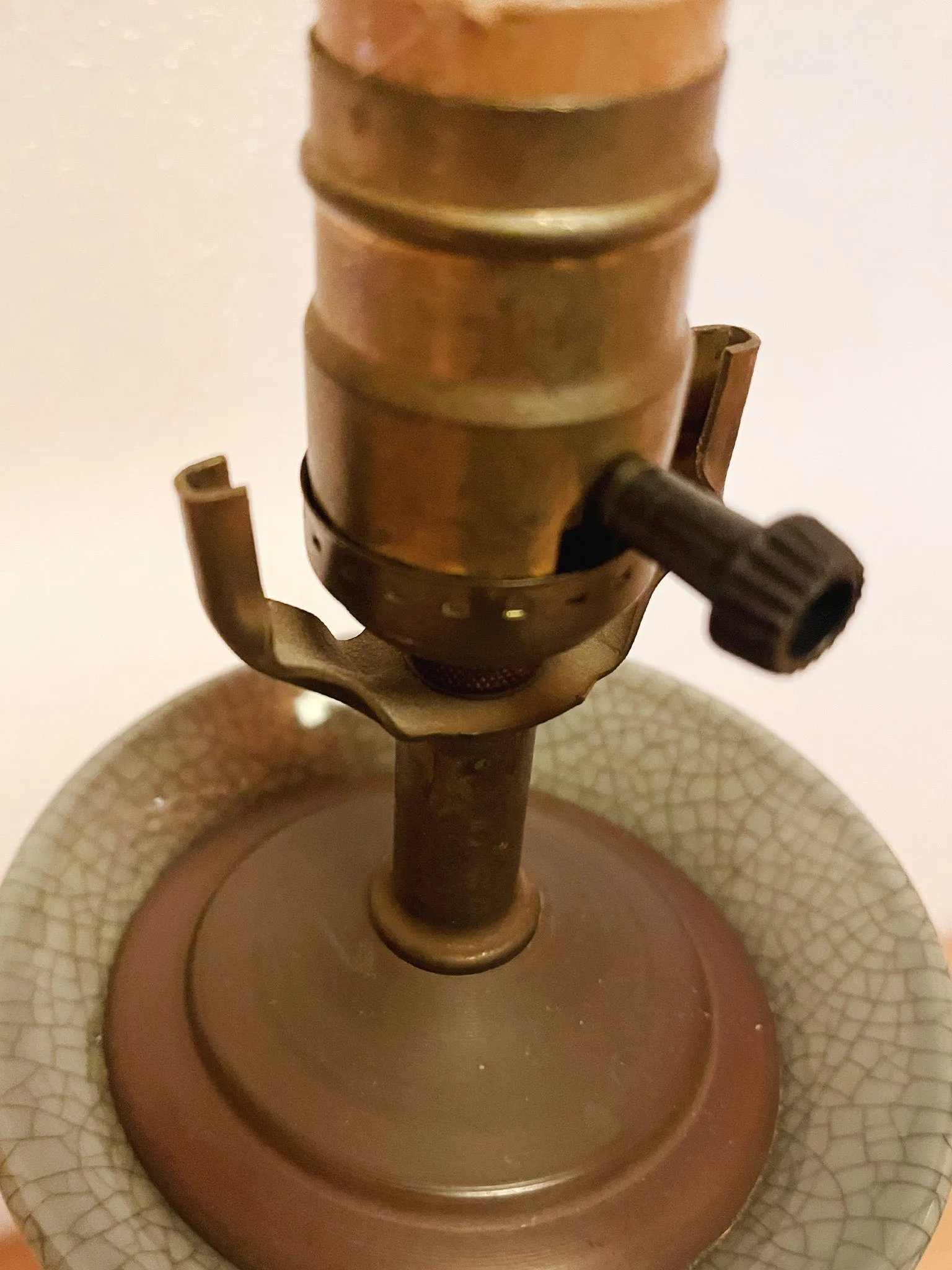 1940s Celadon Green Asian Ceramic Table Lamp