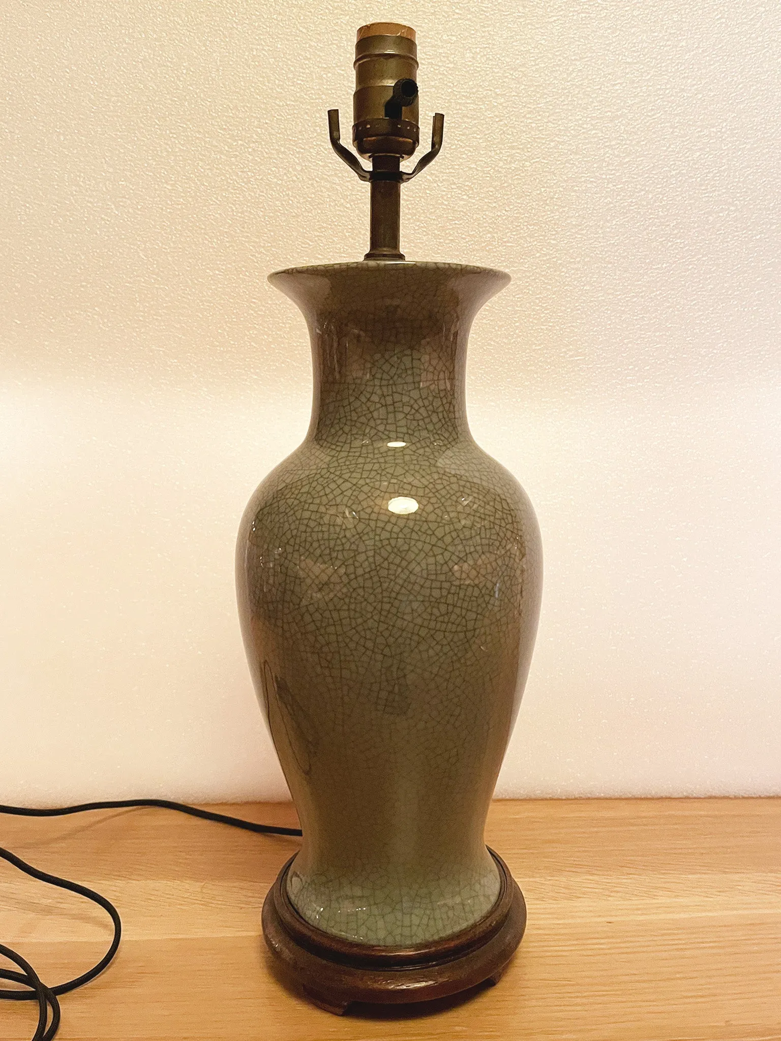 1940s Celadon Green Asian Ceramic Table Lamp