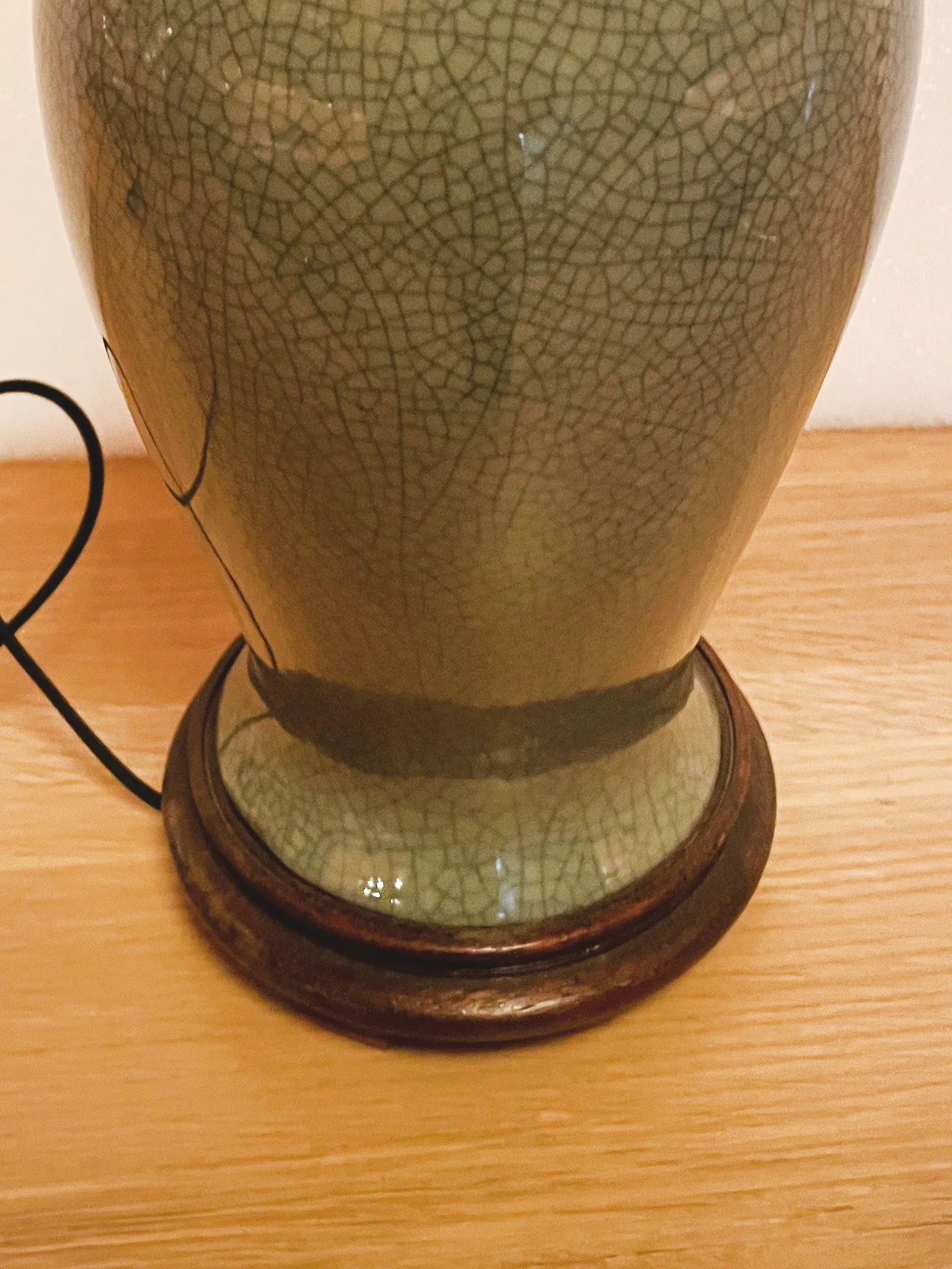 1940s Celadon Green Asian Ceramic Table Lamp