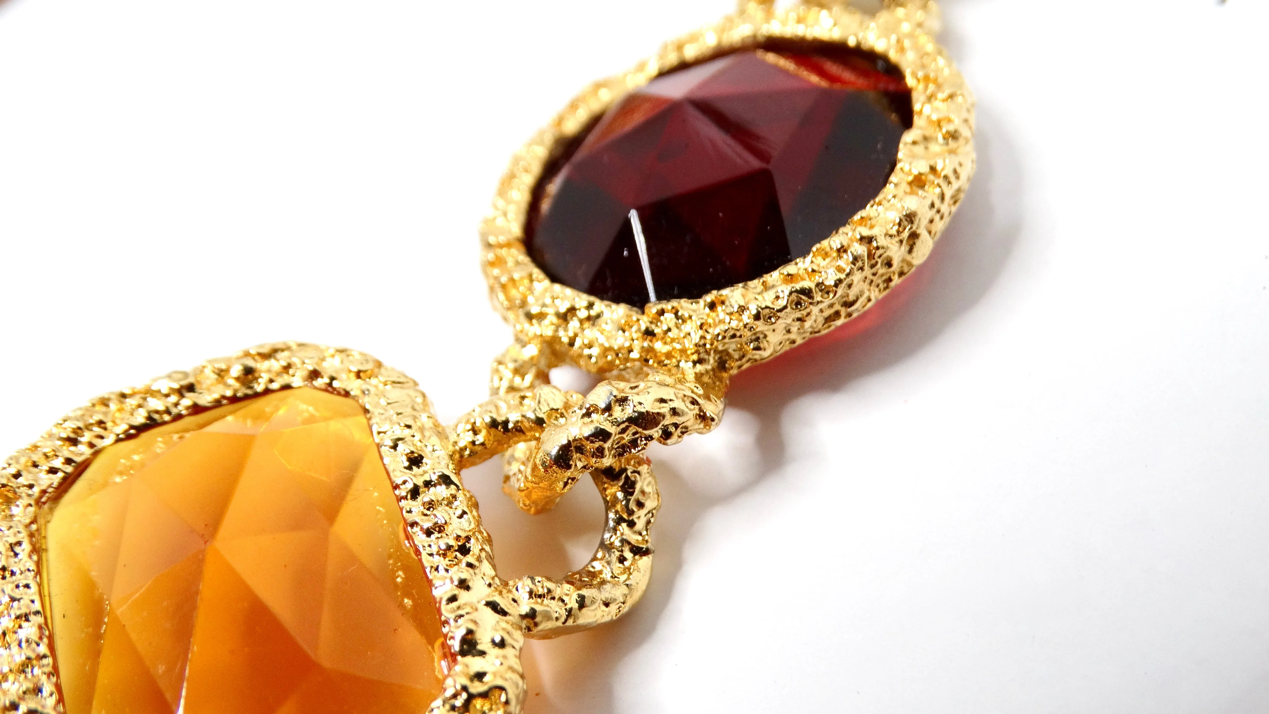 1980s Chanel-Like Colorful Jewel-Tone Costume Statement Necklace
