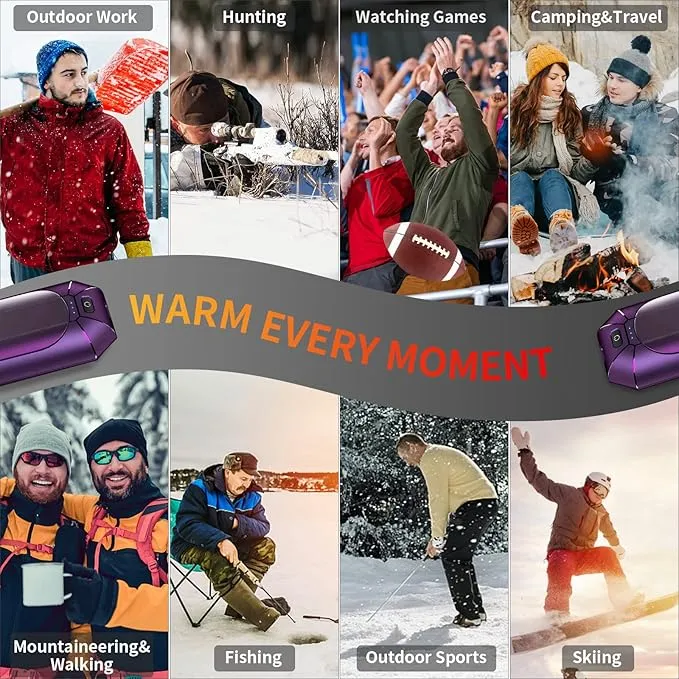 2 Pack 𝐇𝐚𝐧𝐝 𝐖𝐚𝐫𝐦𝐞𝐫𝐬 Rechargeable,Portable Electric Hand Warmers Reusable,USB Handwarmers,Outdoor/Indoor/Working/Studying/Camping/Hunting/Golf/Pain Relief/Game/Warm Gifts for Men Women Kids