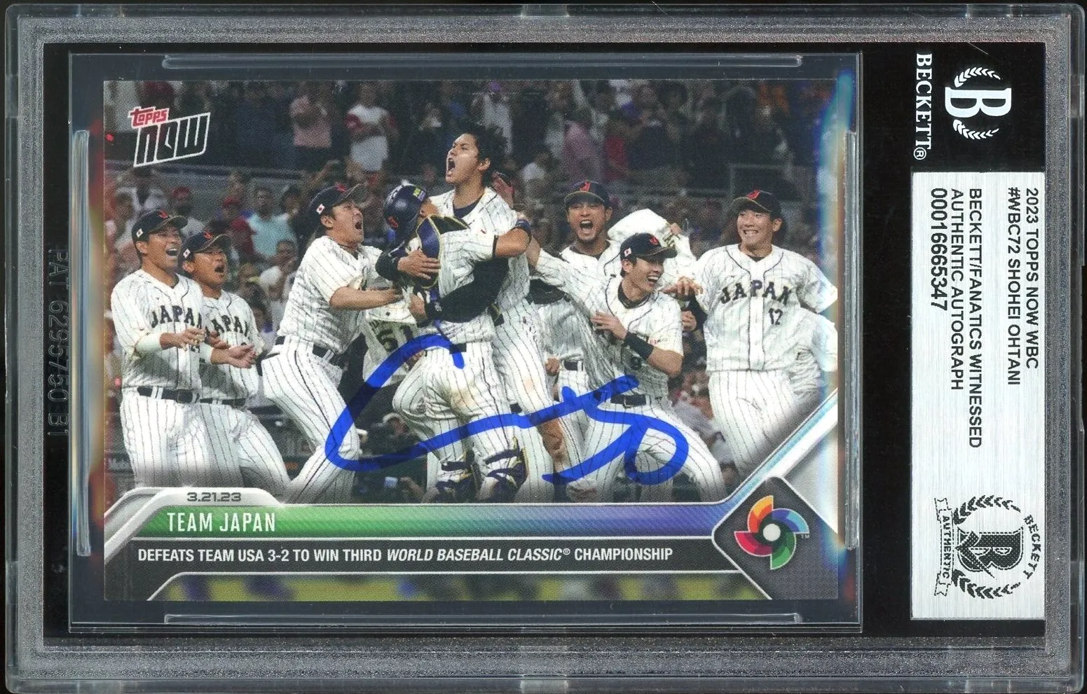 2023 Topps Now WBC World Baseball Classic WBC72 Shohei Ohtani BGS Authentic Auto