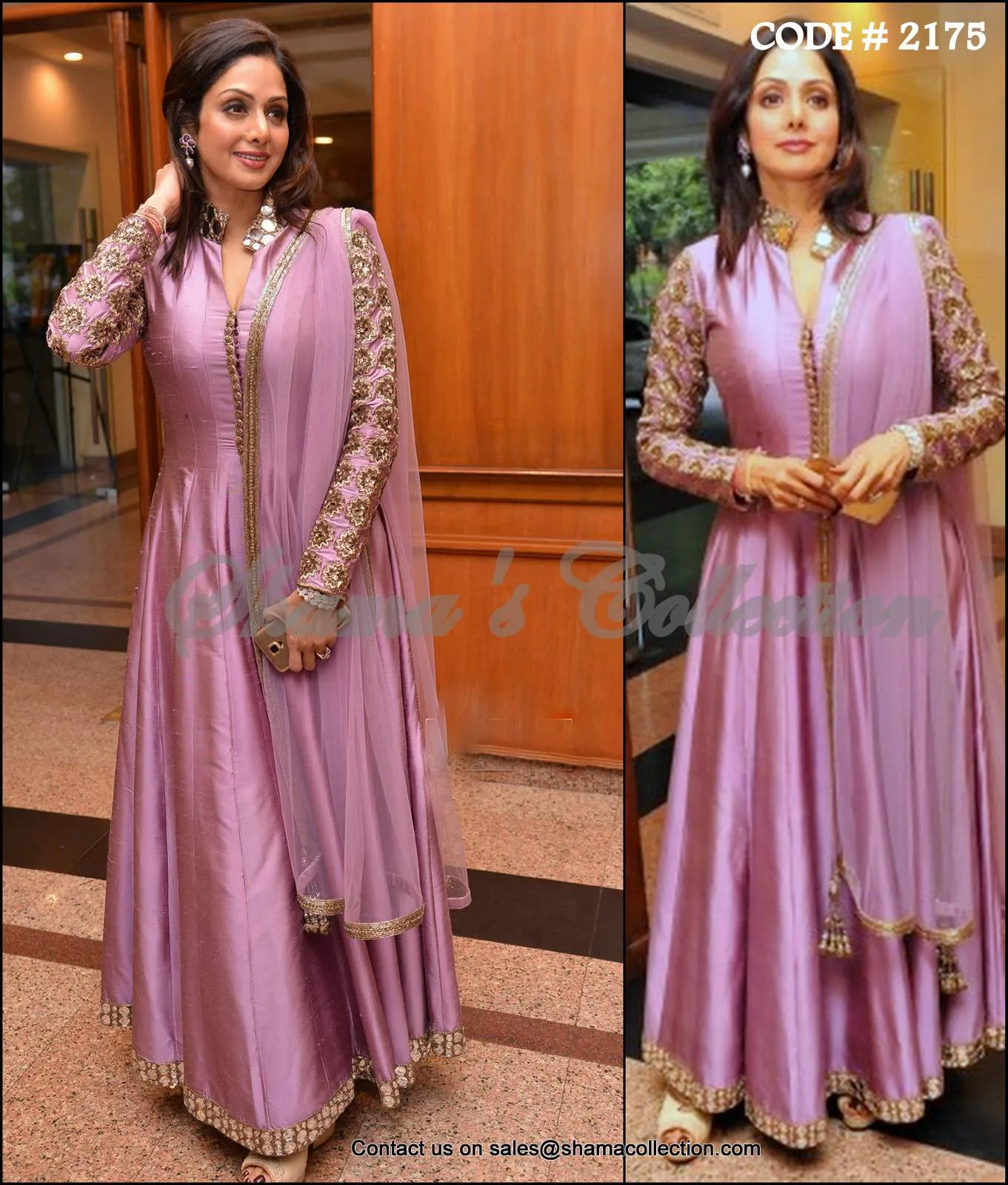 2175 Sridevi's mauve anarkali gown Outfit Sets