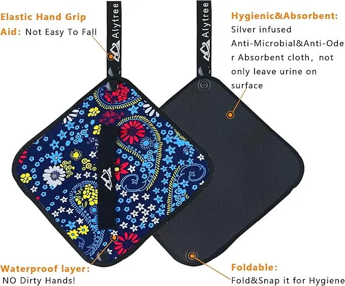 2PCS Pee Cloth Silver Infused for Women Hiking, Pee Rag for Female Peeing Outdoor,Camping Reusable Toilet Paper,Hygienic Urination Solution for Travel