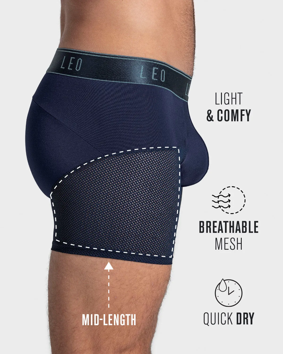 5-Pack High-Tech Mesh Boxer Briefs with Ergonomic Pouches