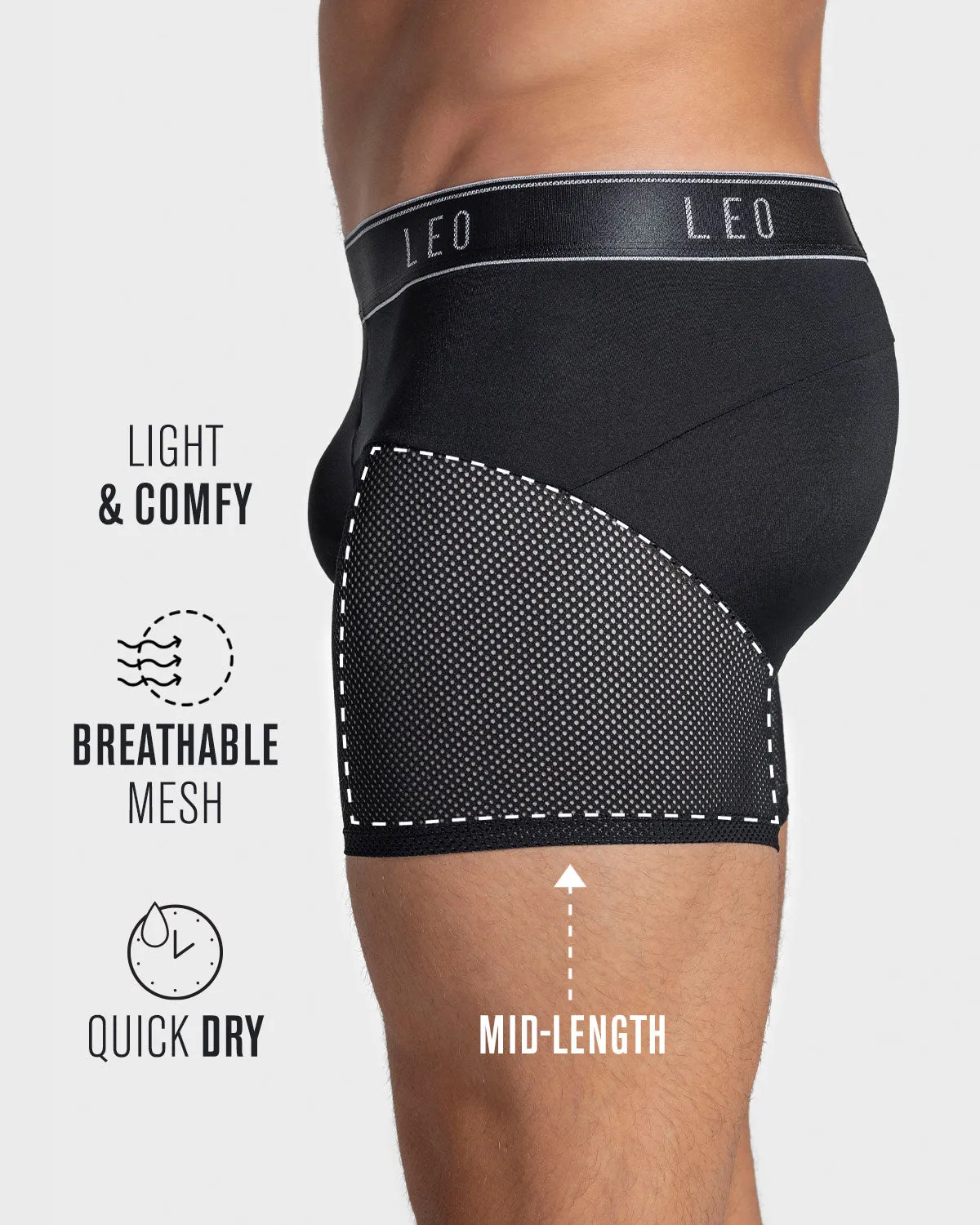 5-Pack High-Tech Mesh Boxer Briefs with Ergonomic Pouches