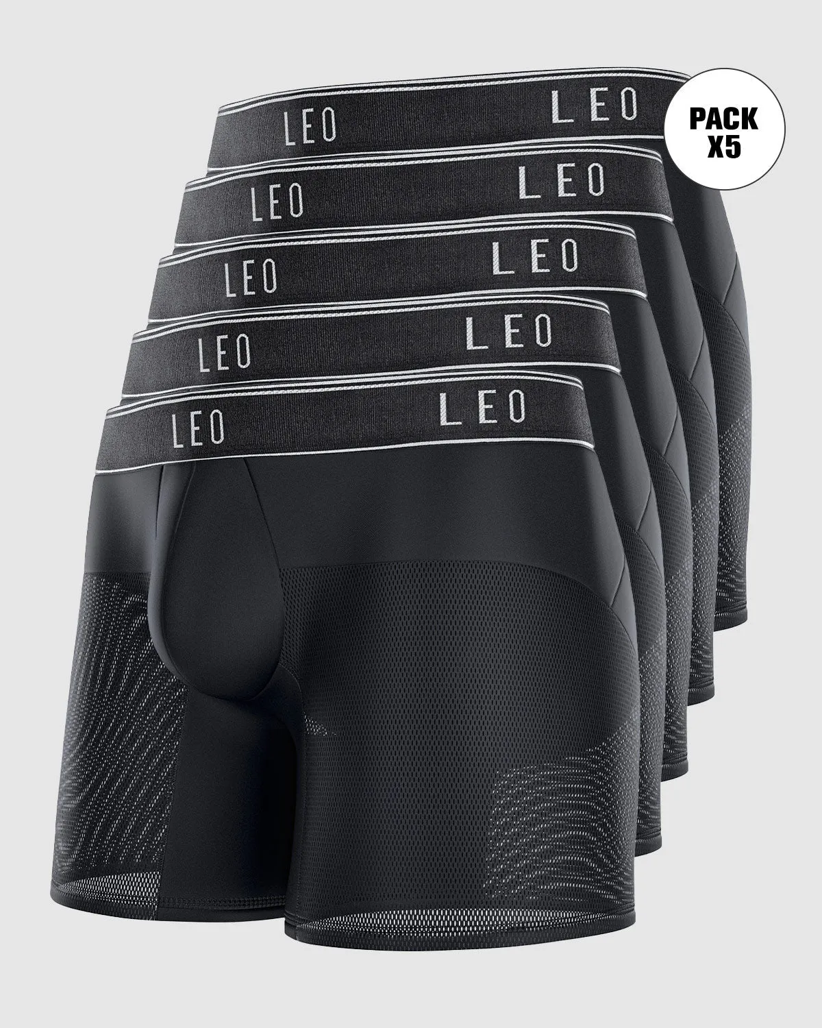 5-Pack High-Tech Mesh Boxer Briefs with Ergonomic Pouches