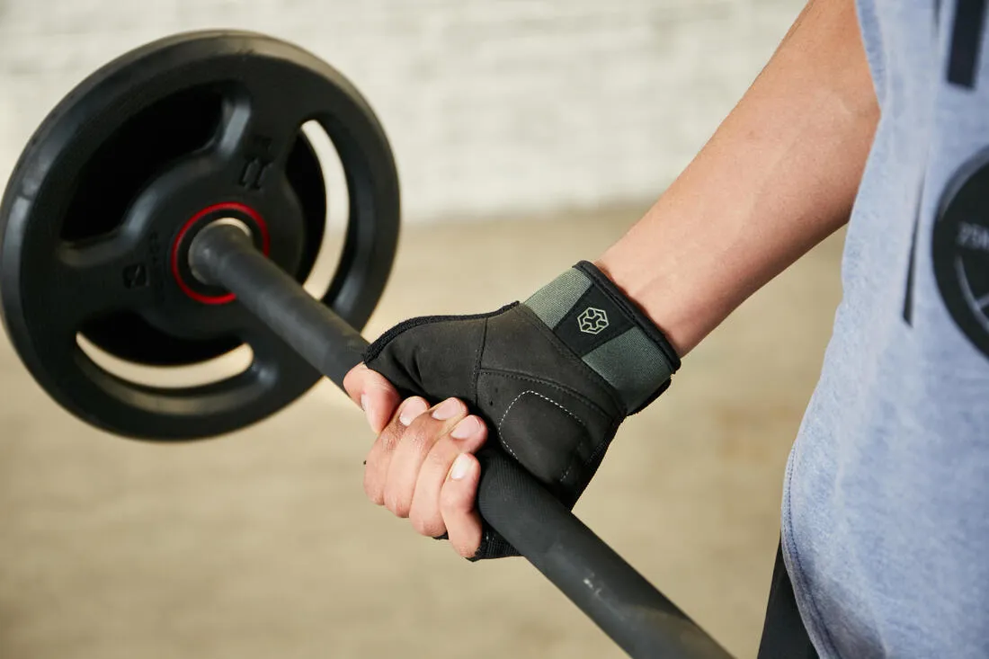 500 Weight Training Glove With Rip-Tab Cuff - Black/Khaki