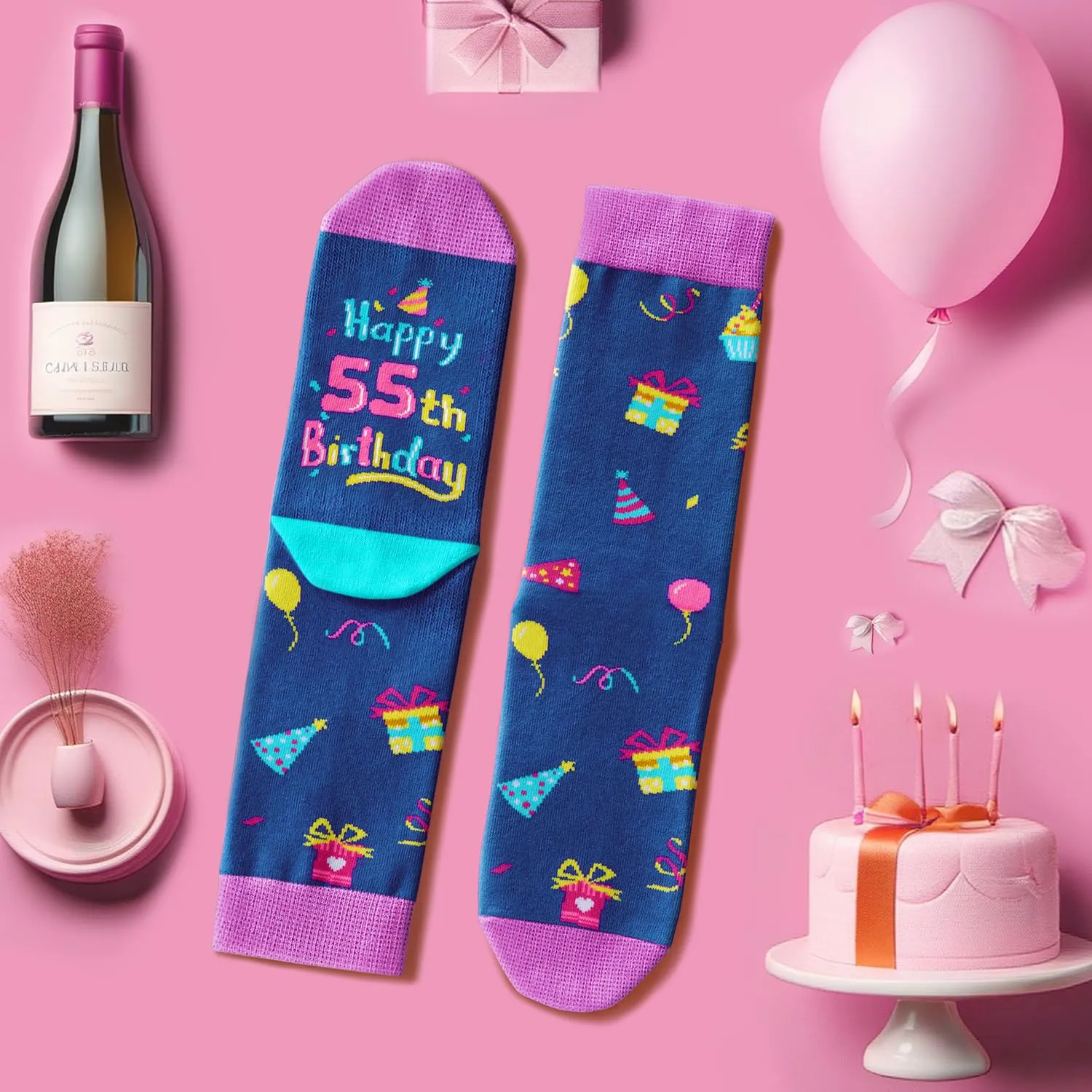 55 Year Old Birthday Gifts for Women Men - 55th Birthday Socks, Best Gifts for 55 Year Old Woman Man, 55th Birthday Gifts for Her Him
