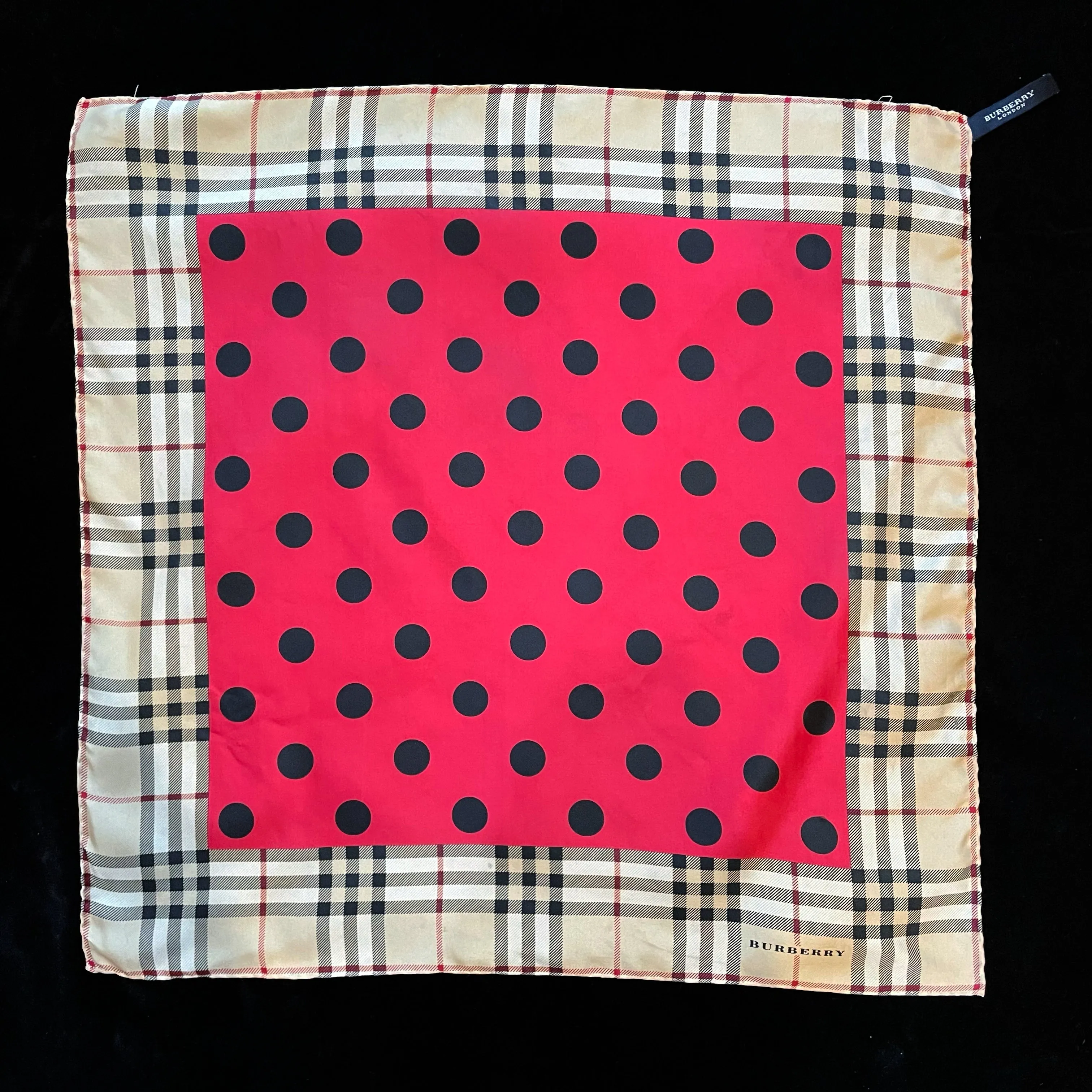 A Y2K BURBERRY POLKADOT SCARF