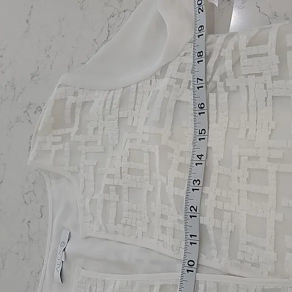 Alexis Francis white pleated embroidered white dress size Medium