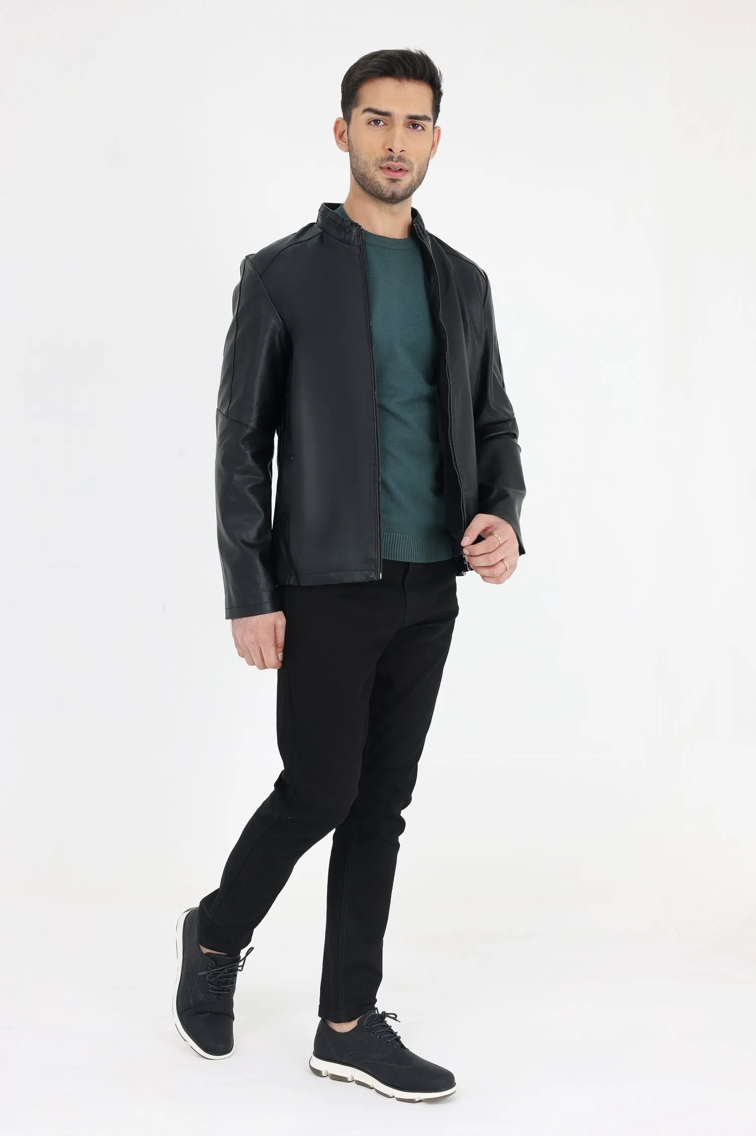 ALMAS URBAN LEATHER JACKET FOR MEN-BLACK
