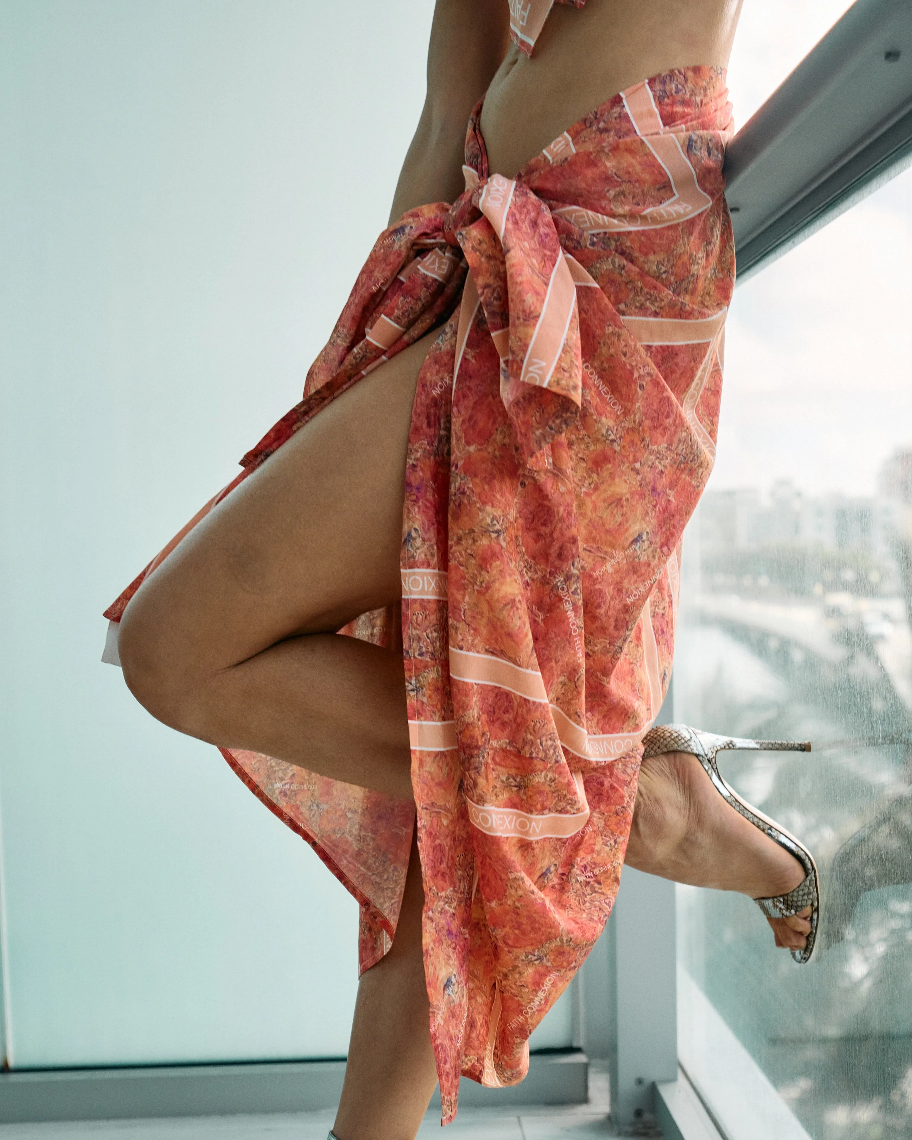 ALTA MODA MIAMI LONG DRAPED FLORAL SKIRT