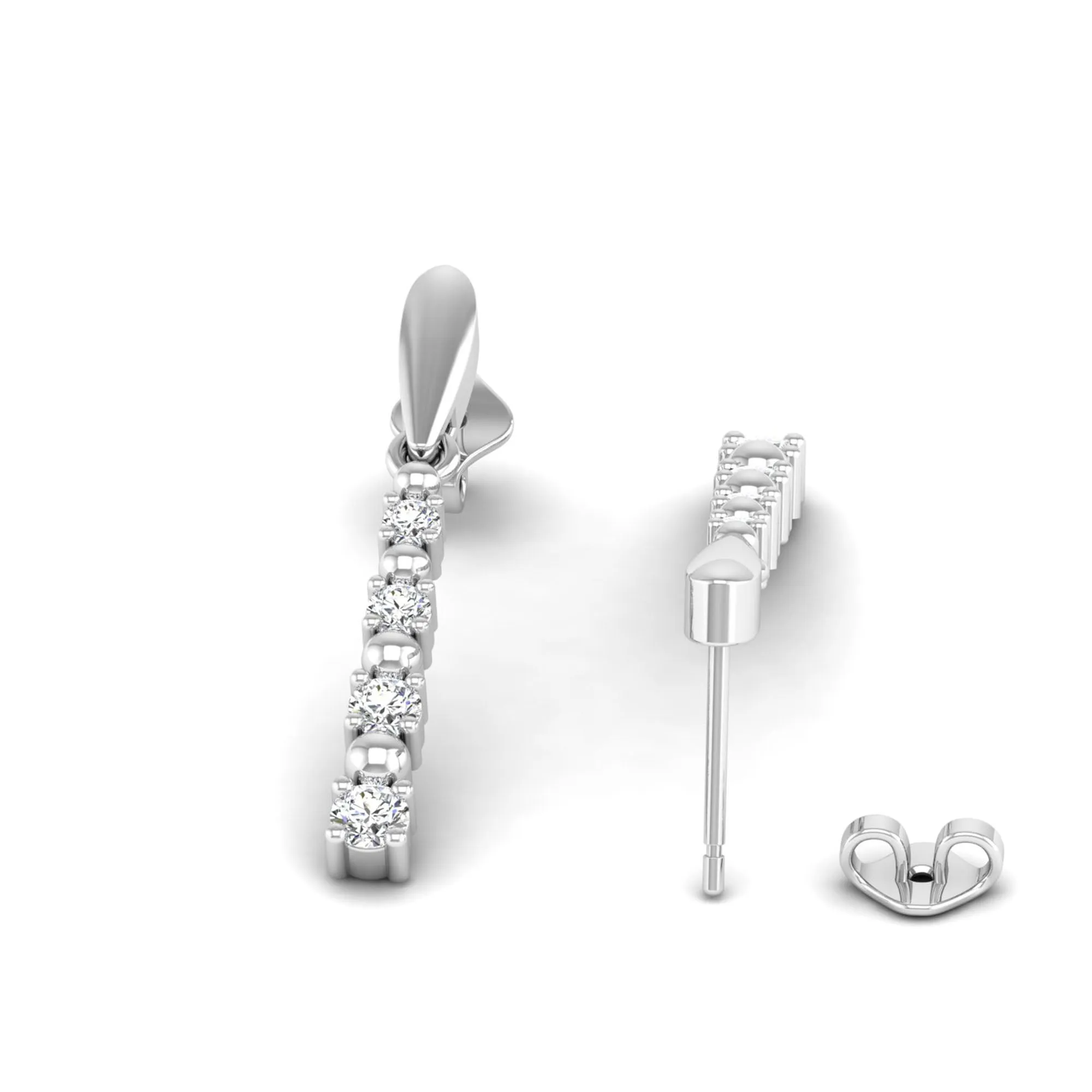 Alternating Prong Set Diamond Stud Earrings