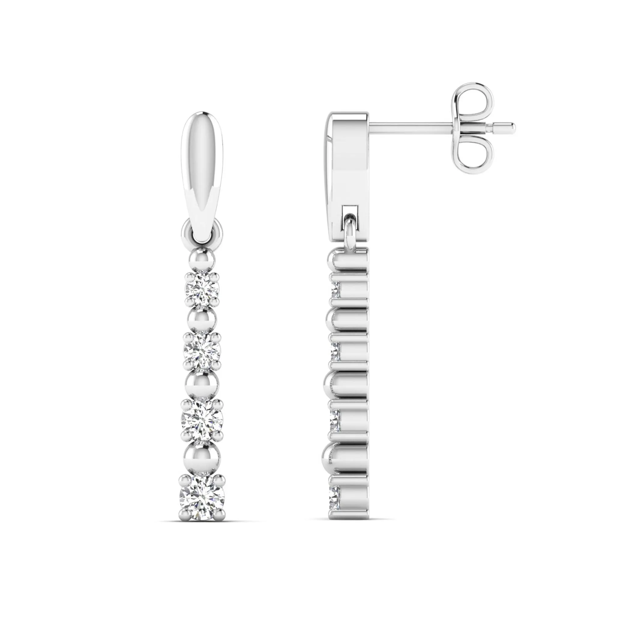 Alternating Prong Set Diamond Stud Earrings