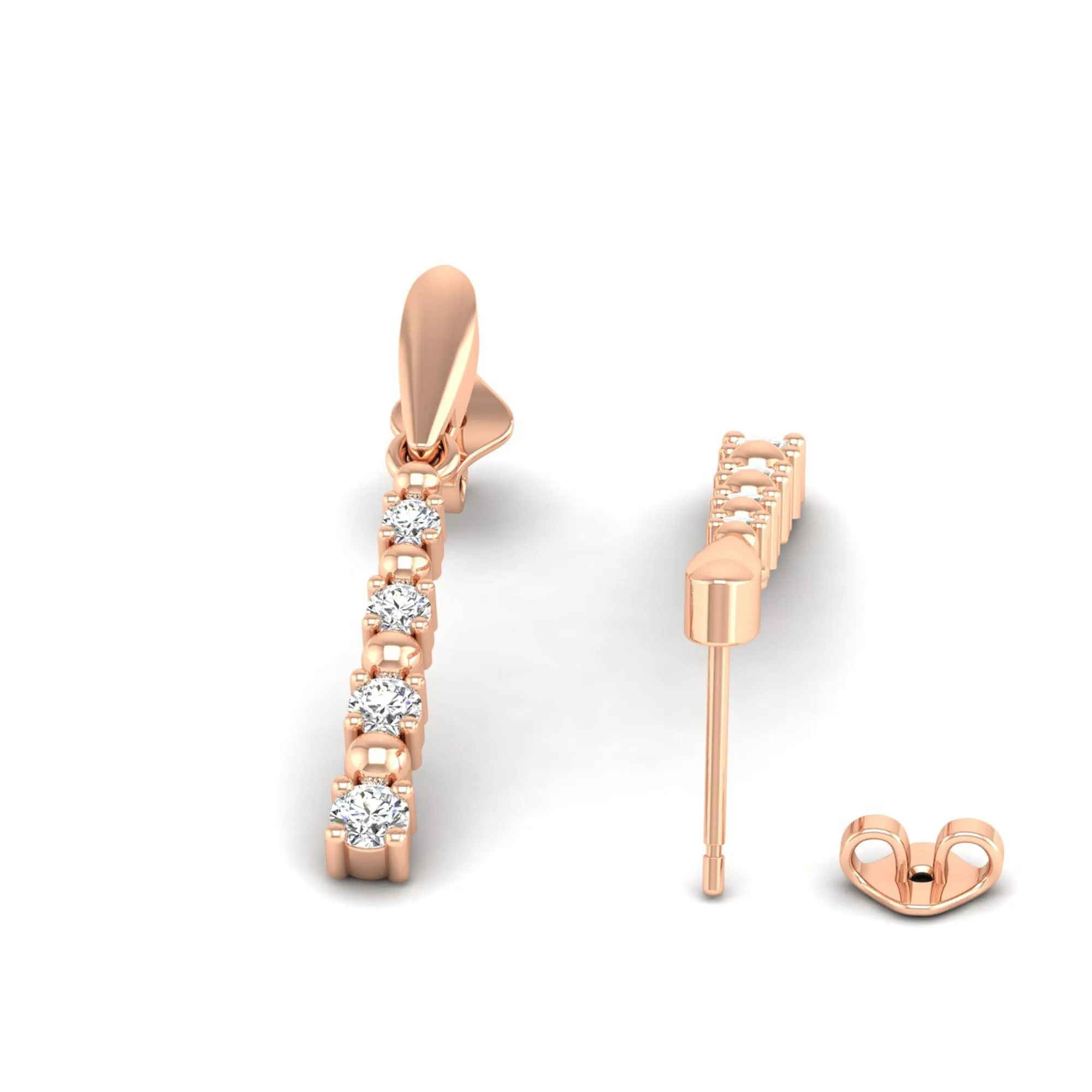 Alternating Prong Set Diamond Stud Earrings