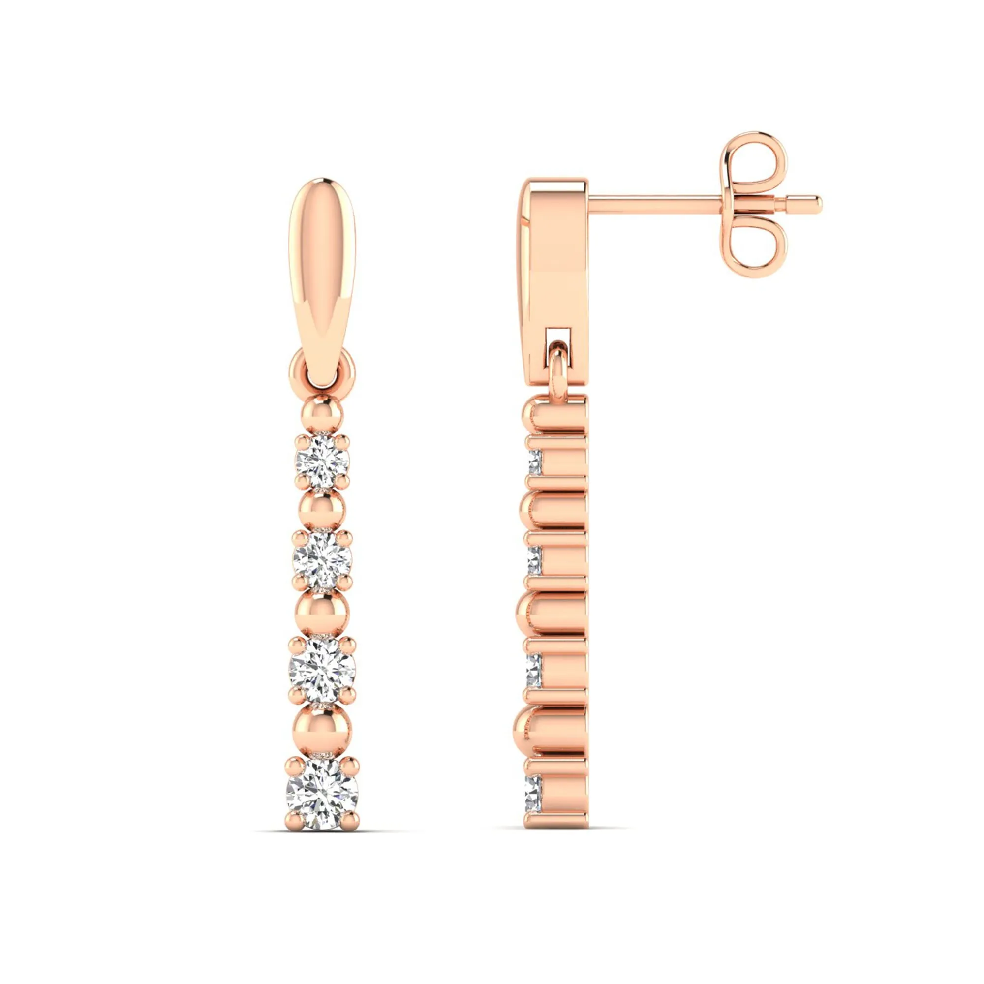 Alternating Prong Set Diamond Stud Earrings