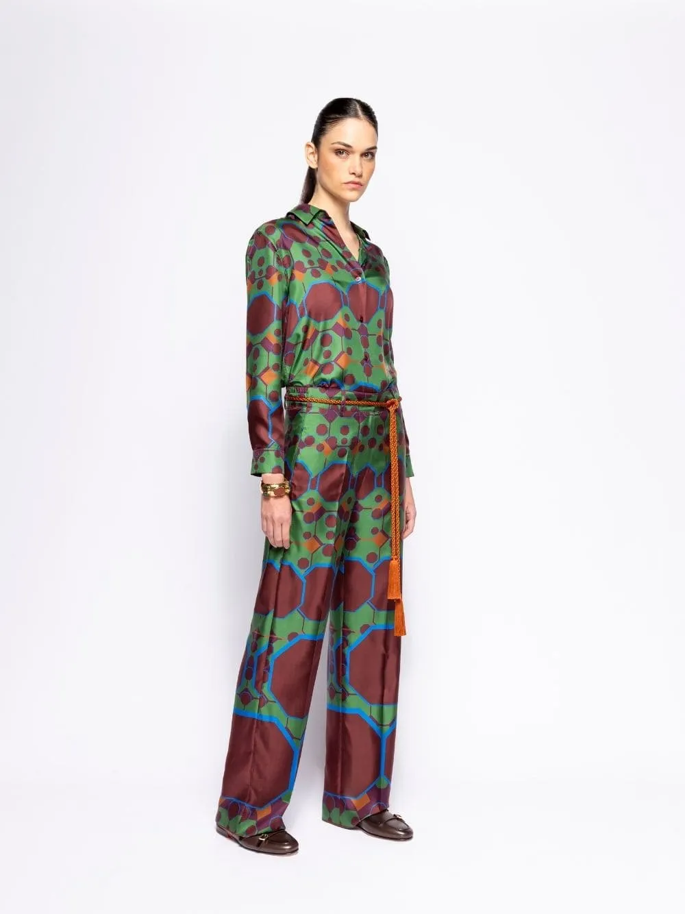Ametista Octa Print Printed Silk Twill Shirt