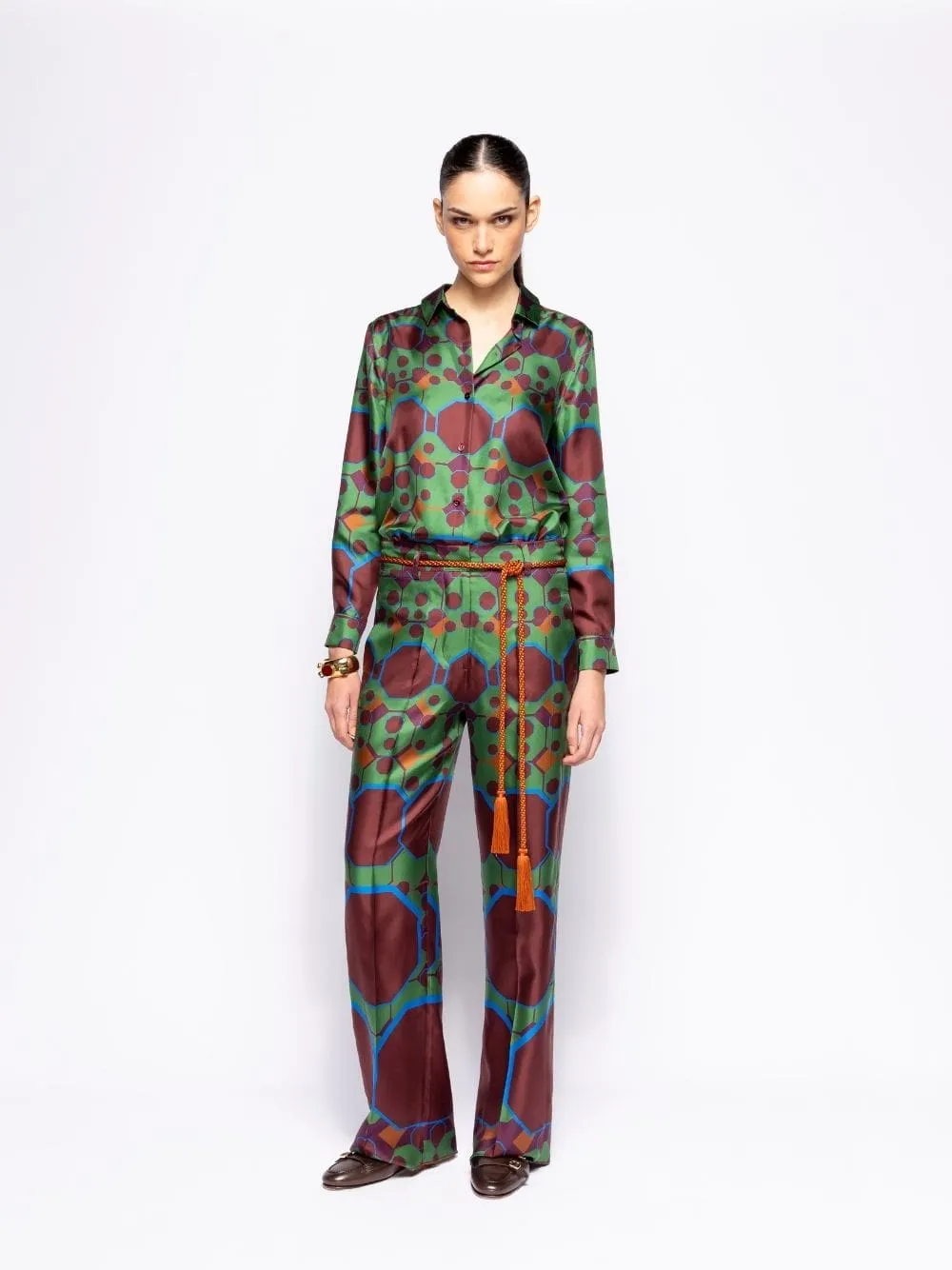 Ametista Octa Print Printed Silk Twill Shirt