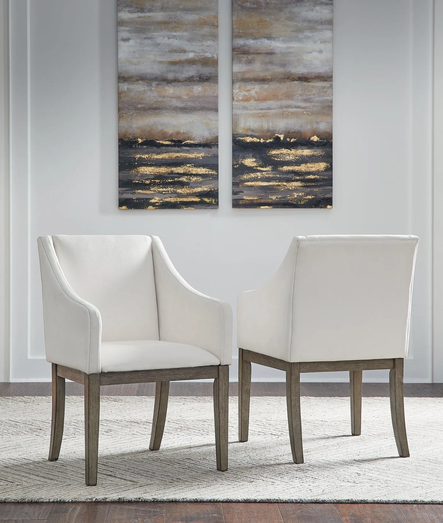 Anibecca Gray/Off White Dining Arm Chair