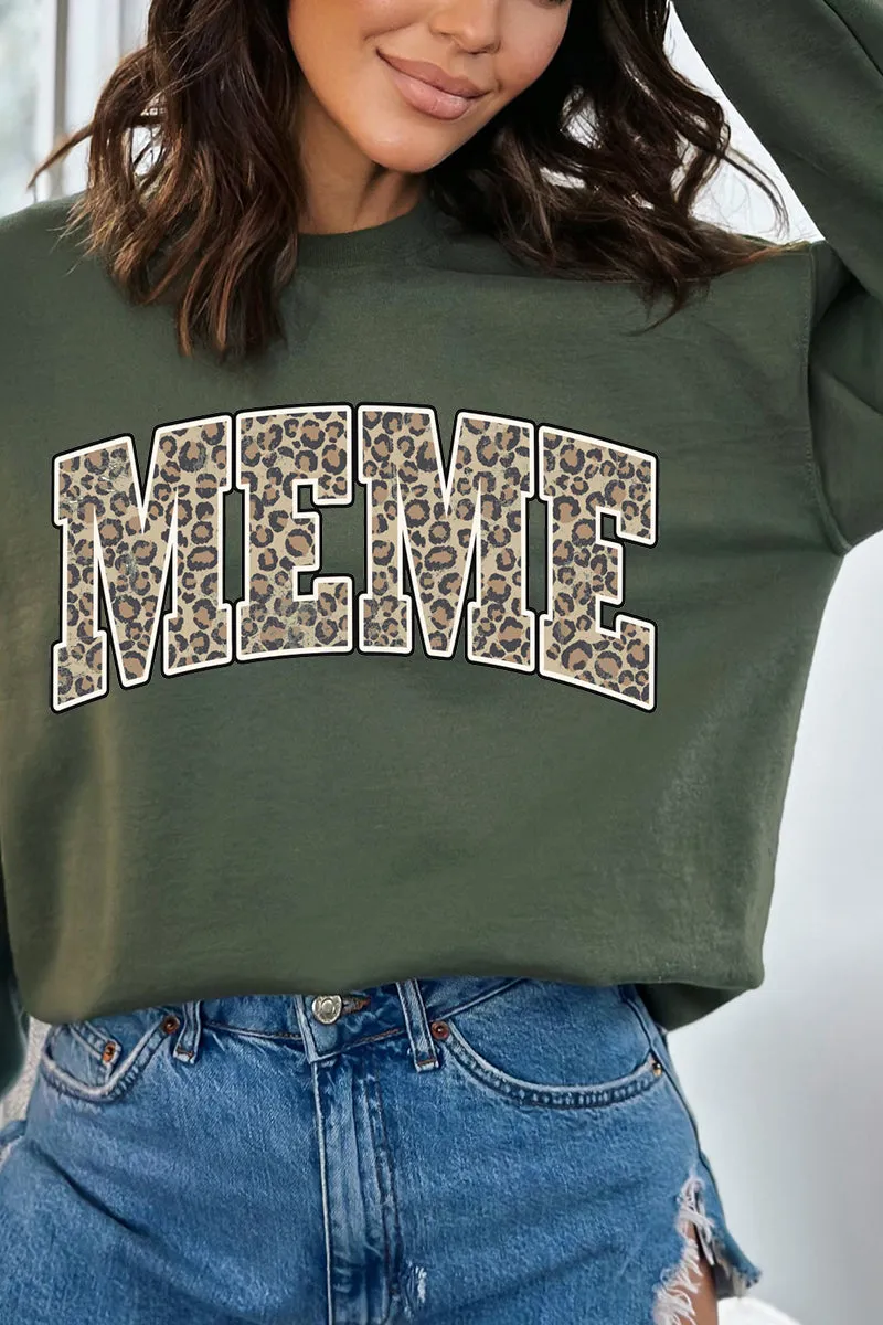Arched Meme Leopard Heavy-weight Crew Sweatshirt