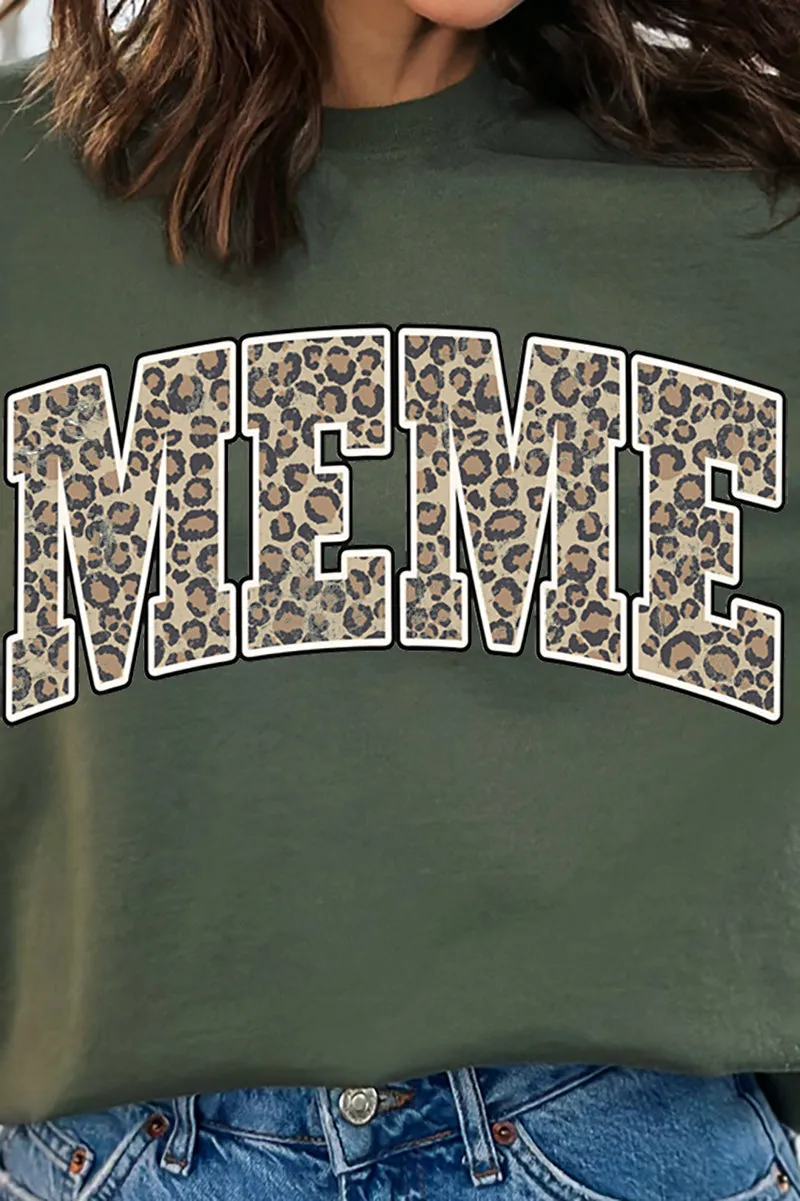 Arched Meme Leopard Heavy-weight Crew Sweatshirt