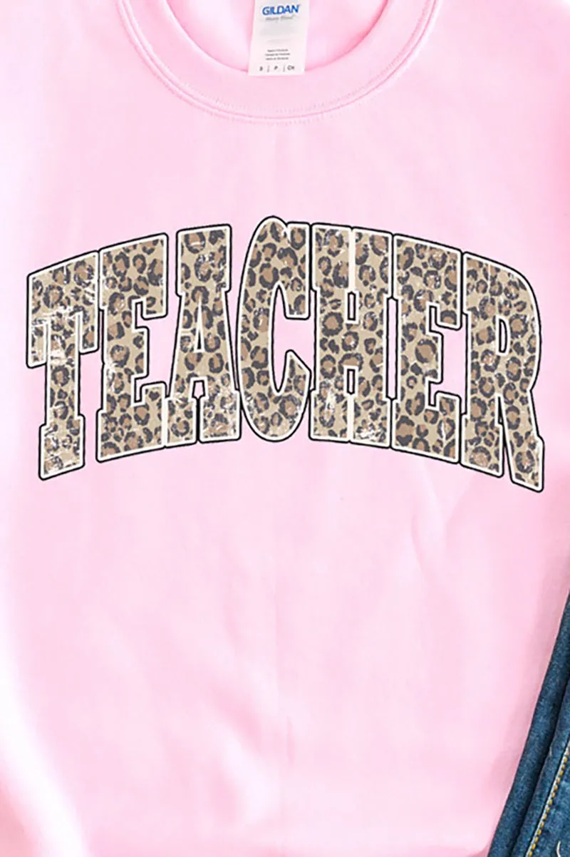 Arched Teacher Leopard Heavy-weight Crew Sweatshirt