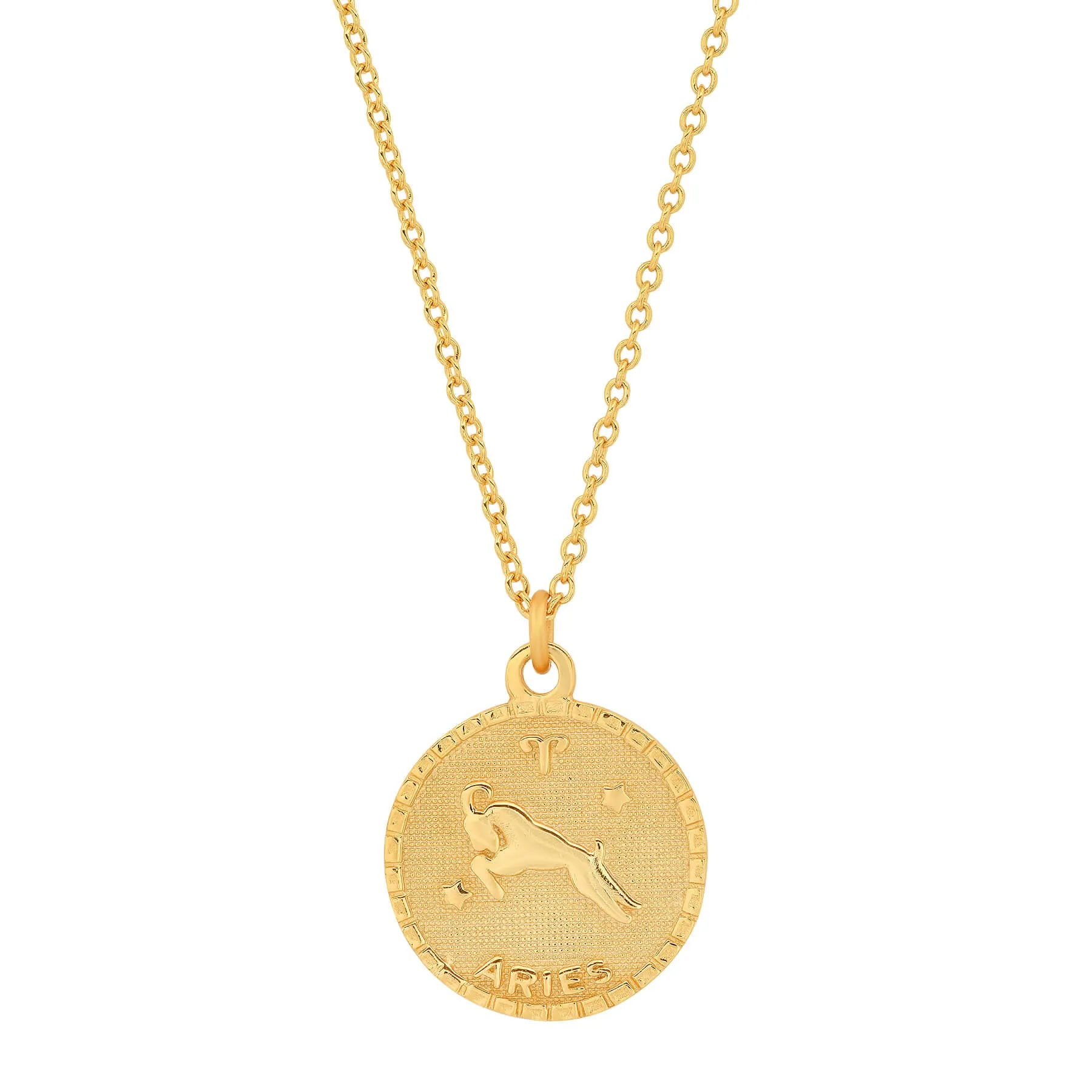 ARIES ZODIAC MEDALLION NECKLACE, GOLD