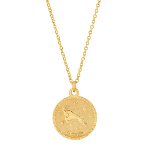 ARIES ZODIAC MEDALLION NECKLACE, GOLD