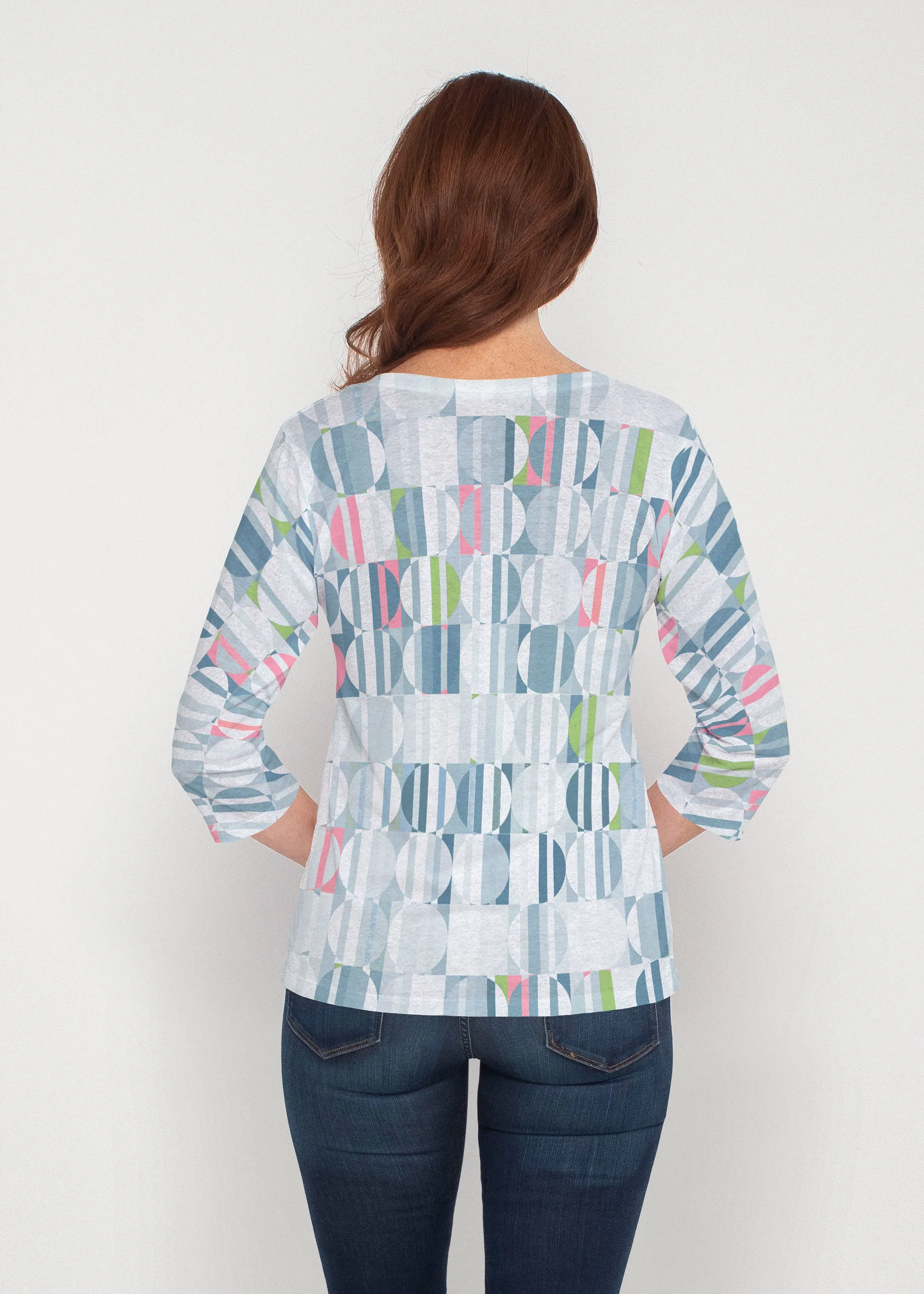 Around We Go (8012) ~ Signature 3/4 Sleeve V-Neck Top
