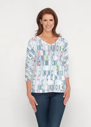 Around We Go (8012) ~ Signature 3/4 Sleeve V-Neck Top