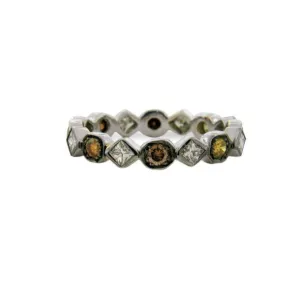 Art Deco Princess Cut Multi-Color Diamond Band